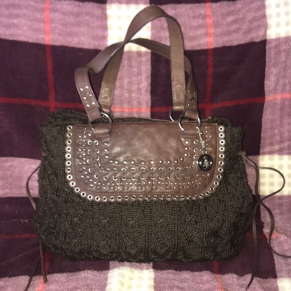 The Sak Brown Knit Sweater Purse with Leather Trim - Picture 15 of 16